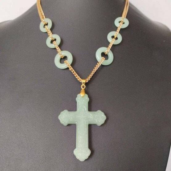 COLLAR COLGANTE CRUCIFIJO JADEÍTA - Imagen 2