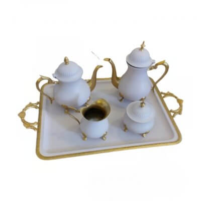 JUEGO DE CAFÉ ESMALTADO EN ROSA/ORO