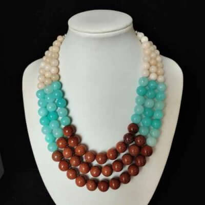 COLLAR DE GOLDSAND, AMAZONITA Y ANGELITA