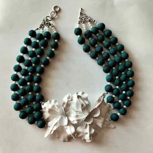 COLLAR DE PIEDRA VOLCÁNICA VERDE - Imagen 4