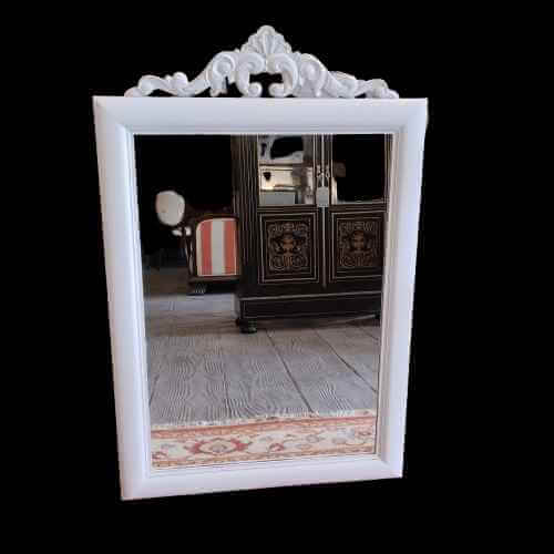 ESPEJO CON COPETE BLANCO DECAPÉ