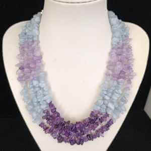 COLLAR DE CHIPS DE AMATISTA Y AGUAMARINA